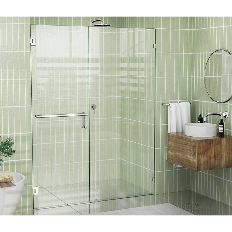 Glass Warehouse 78" x 60.75" Frameless Towel Bar Shower Door - Wall Hinge