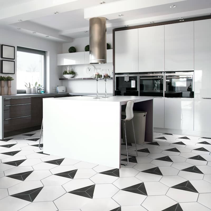 Merola Tile Peak Hex Nero 8-5/8" x 9-7/8" Porcelain Floor and Wall Tile