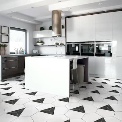 Merola Tile Peak Hex Nero 8-5/8" x 9-7/8" Porcelain Floor and Wall Tile