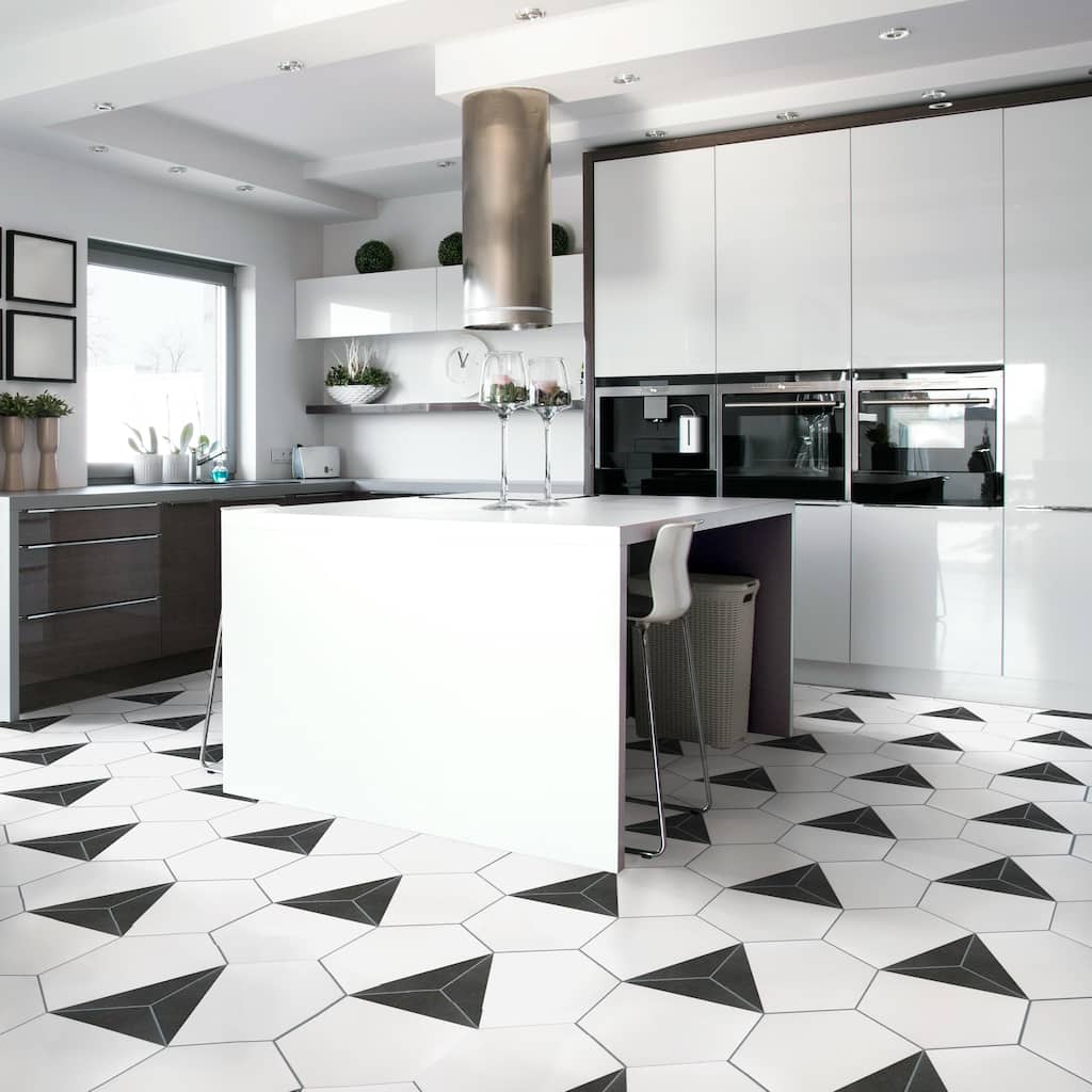 Merola Tile Peak Hex Nero 8-5/8" x 9-7/8" Porcelain Floor and Wall Tile