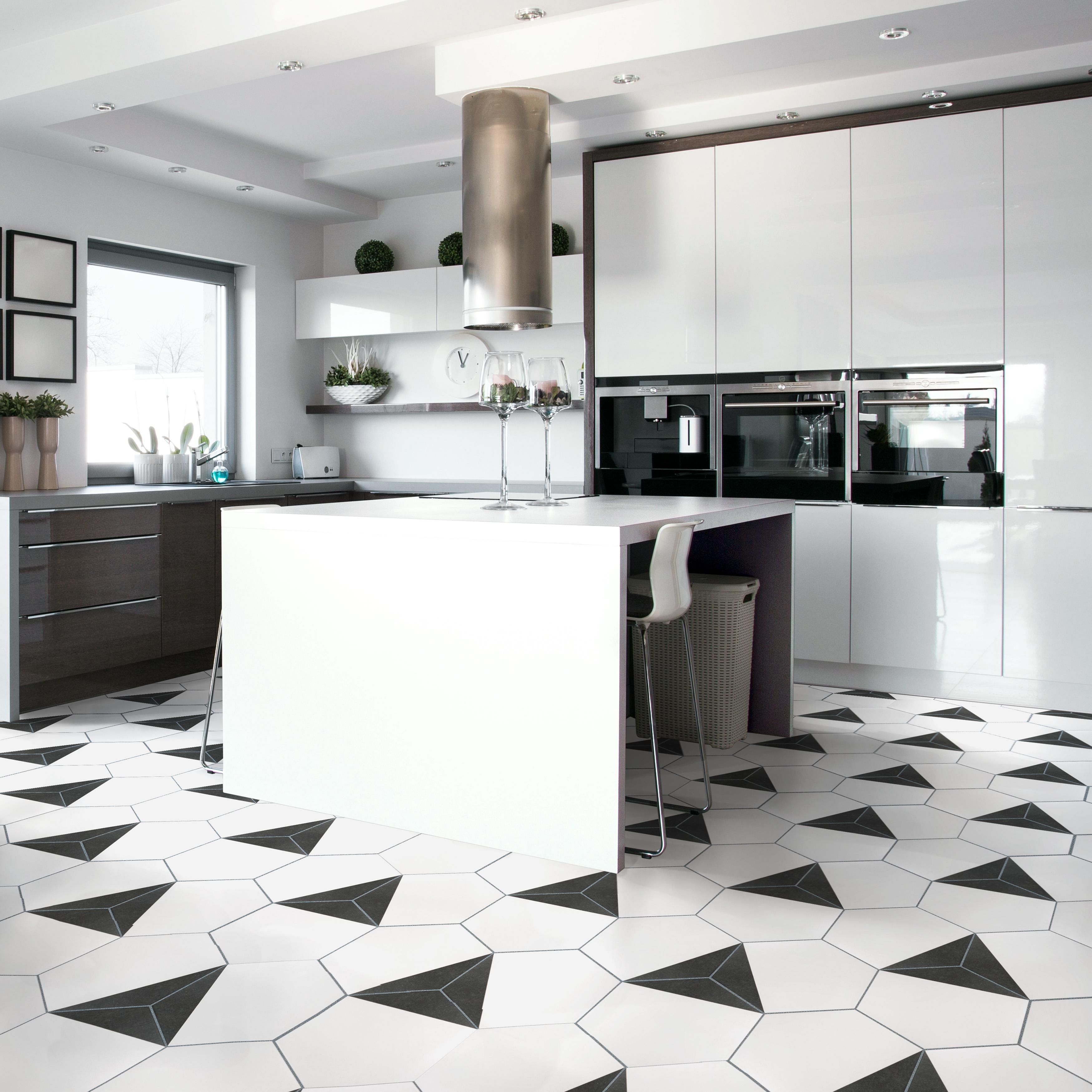 Merola Tile Peak Hex Nero 8-5/8" x 9-7/8" Porcelain Floor and Wall Tile