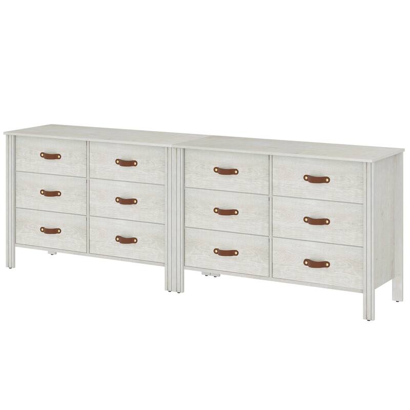 WAMPAT White Dresser for Bedroom, Large Long Dresser with Fabric Drawers, Kids Dressers & Chest of Drawers,