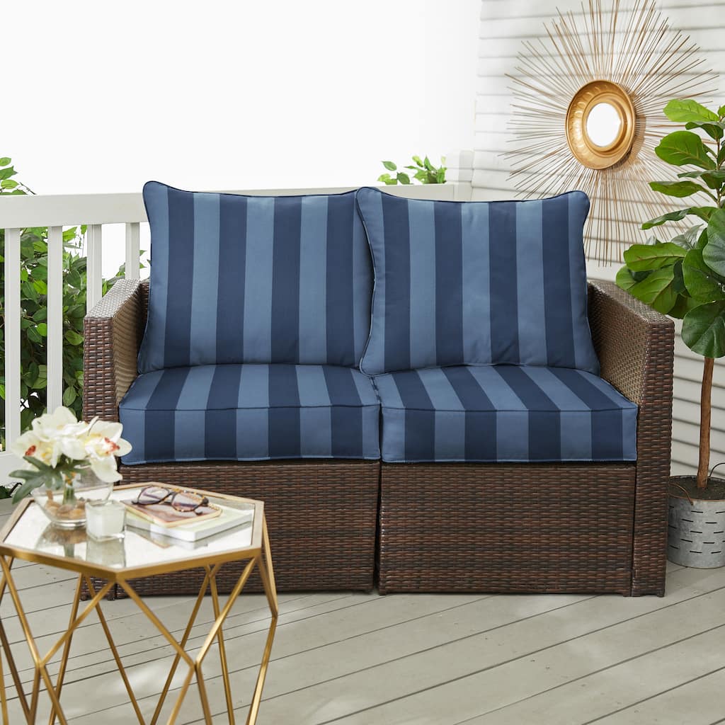 Sorra Home Preview Capri Outdoor/Indoor Deep Seating Loveseat Pillow and Cushion Set 22.5in x 22.5in x 5in