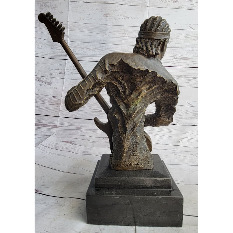Jimi Hendrix Guitarist Musician Bronze Statue Sculpture Figure 18 Inches X 17 Inches