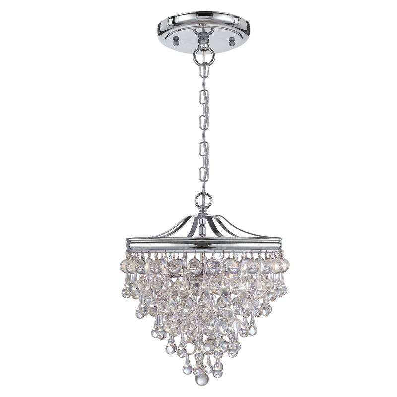 Timeless Home Three Light Mini Chandelier Calypso Polished Chrome - Exact Size