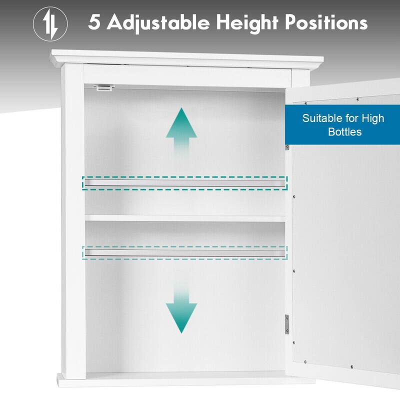 Gymax Bathroom Mirror Cabinet Wall Mounted Adjustable Shelf Medicine - See Details