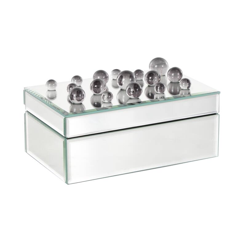 Glass Mirrored Jewelry Box with Pink or Black Bubble Textured Balls - Silver - Roche River Decor