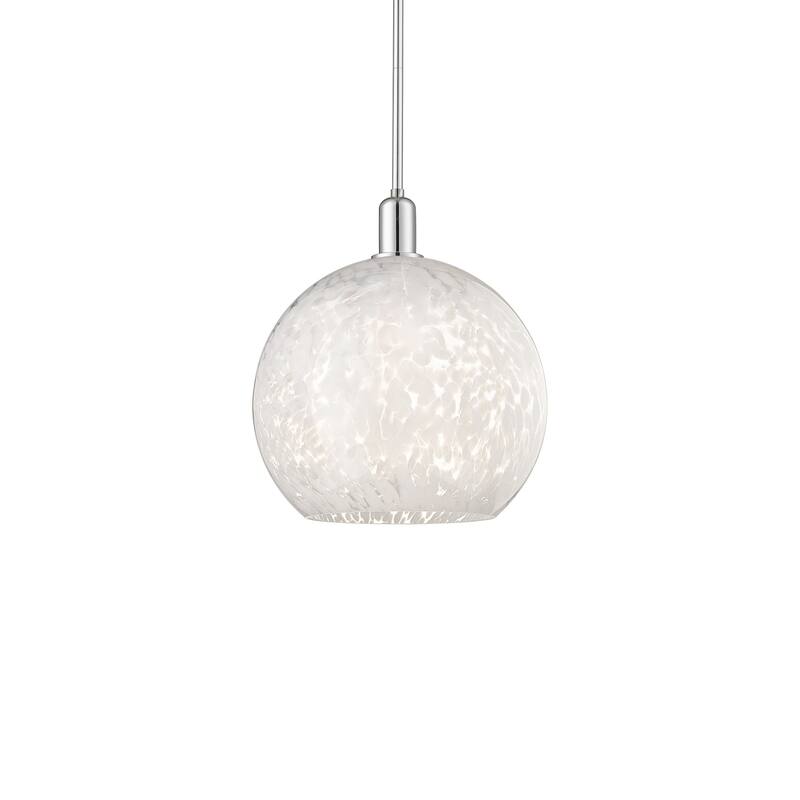 Innovations Lighting 716-1S-18-14 White Mouchette Pendant White - Polished Chrome / White Mouchette