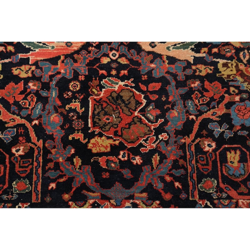 Hand Knotted Oriental 100% Wool Carpet Traditional Floral Navy Blue & Blues Sarouk Area Rug - 6' 10'' X 4' 5''