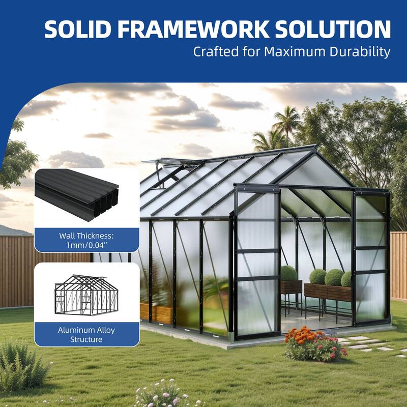 Moasis 8'/10' X 10'/12' Walk-in Hobby Greenhouse