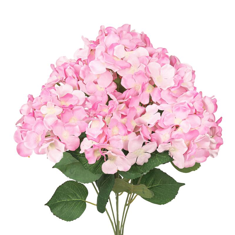 Set of 2 Deluxe Pink Artificial Hydrangea Flower Stem Bush Bouquet 20in - 20" L x 12" W x 12" DP