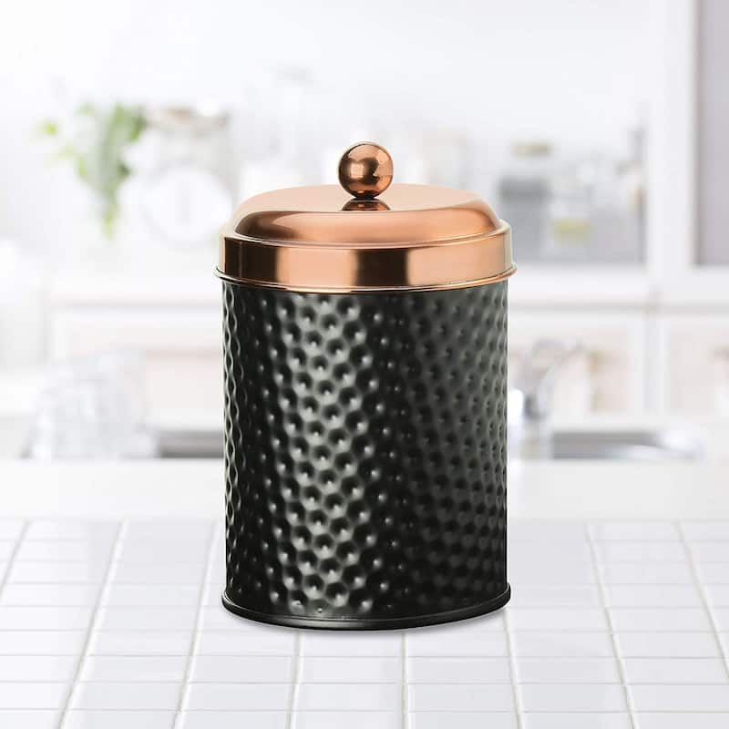 Amici Home Ashby Black Matte Storage Canister with Copper Lid