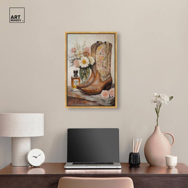 Delicate Floral Boots Canvas by Art Remedy