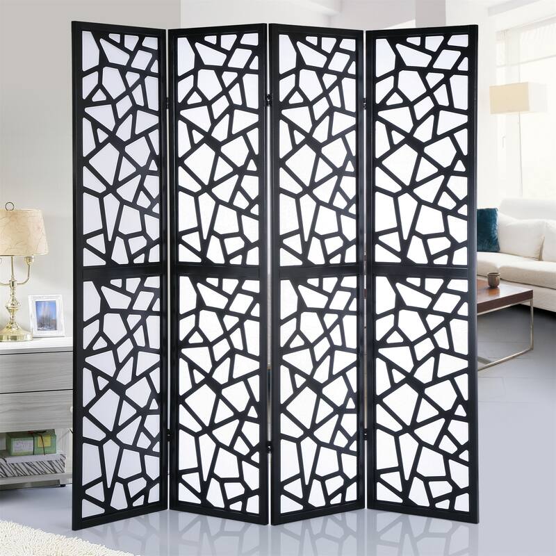 4 Panel Screen Room Divider - Black