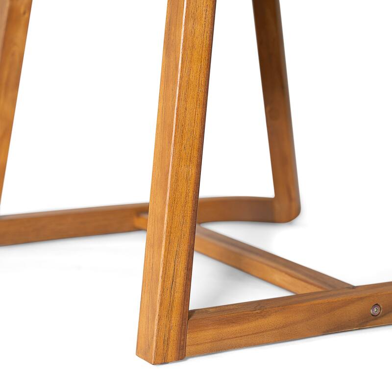 Christopher Knight Home - 7-Piece Outdoor Acacia Wood Dining Set with Woven Wicker Back Chairs & 70" Solid Wood Dining Table