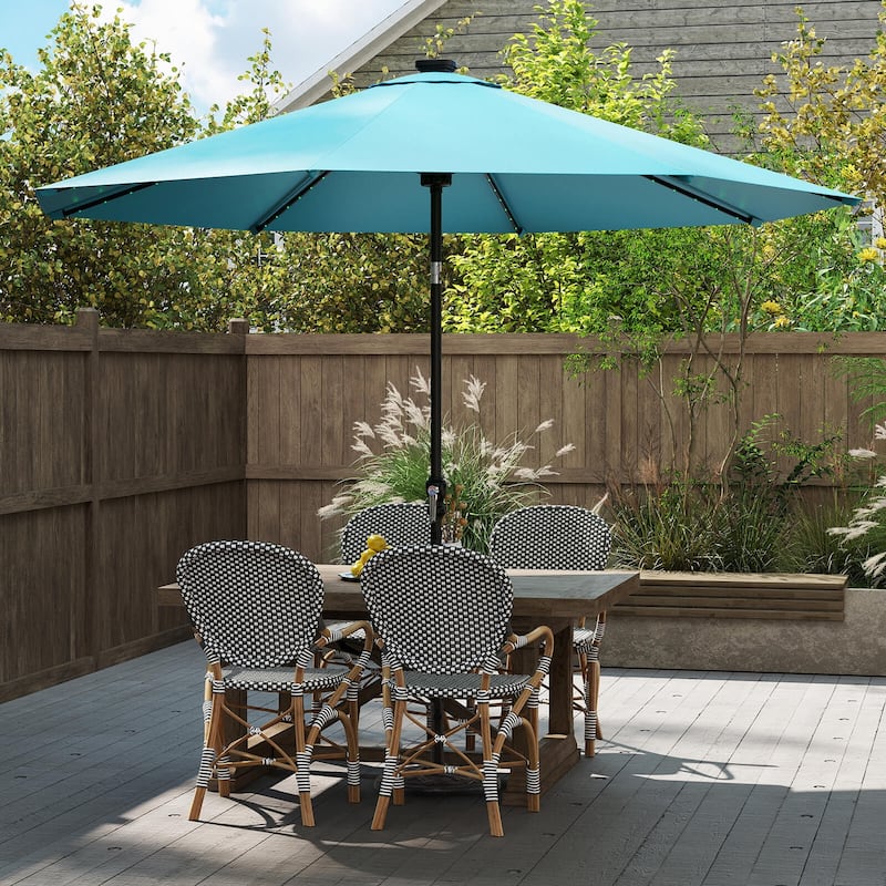 Costway 10 FT Solar Patio Umbrella with 96 LED Lights 35° Adjustable