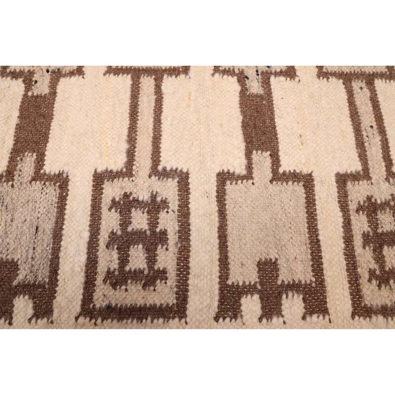 ECARPETGALLERY Flat-Weave Marrakech Cream Wool Kilim - 5'3 x 7'9