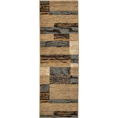 HomeRoots 8' Light Blue And Beige Power Loom Runner Rug - 9'3" x 12'3"