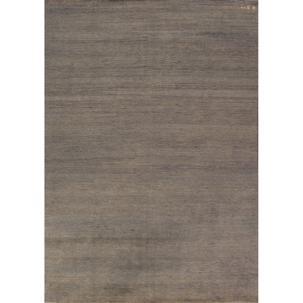 Gray & Beige Gabbeh Modern Area Rug Handmade Wool Carpet - 6'4" x 9'7"