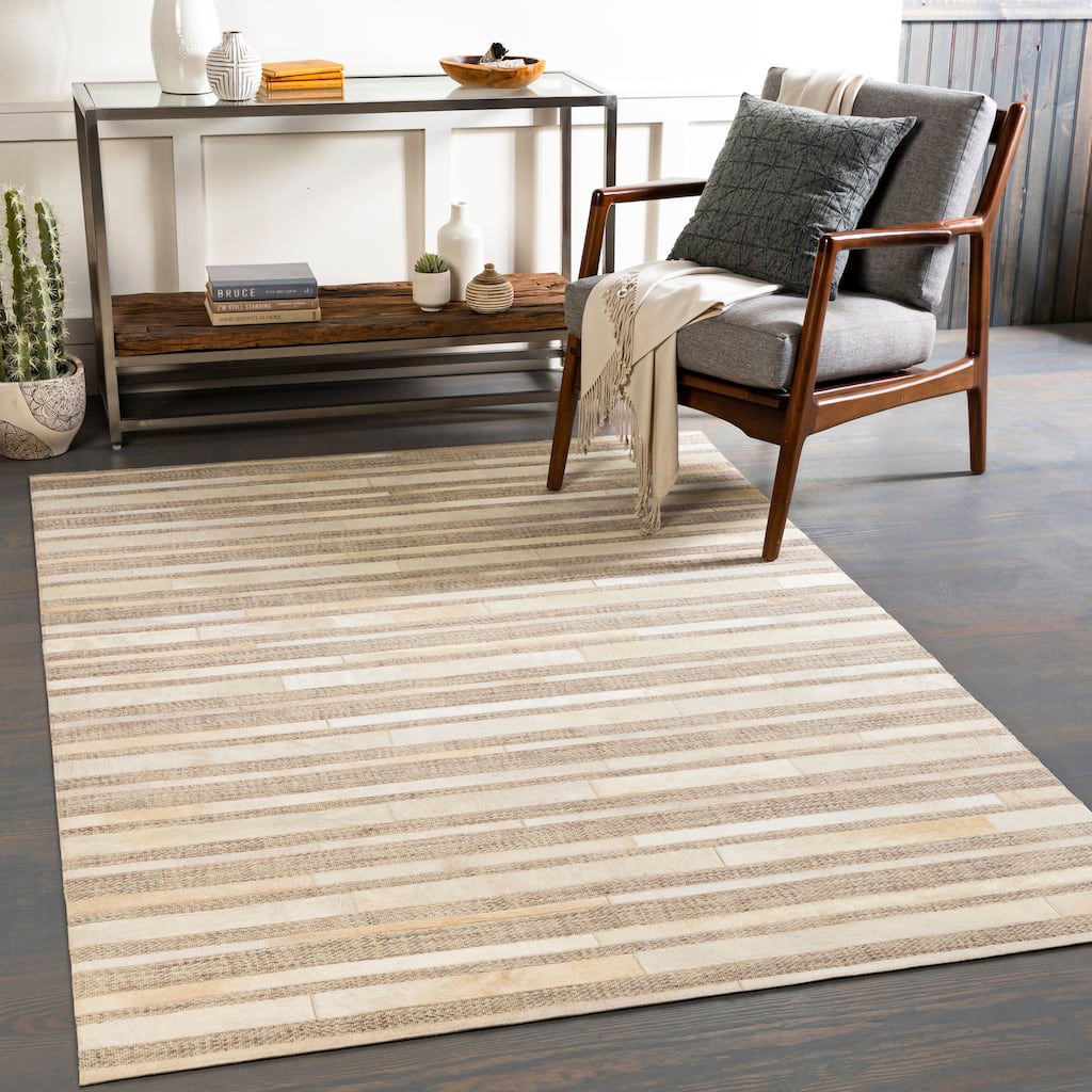 Surya Eula Modern Hair-on-hide Leather Area Rug