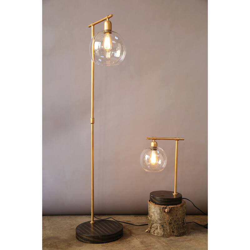 Metal Floor Lamp with Glass Globe Shade