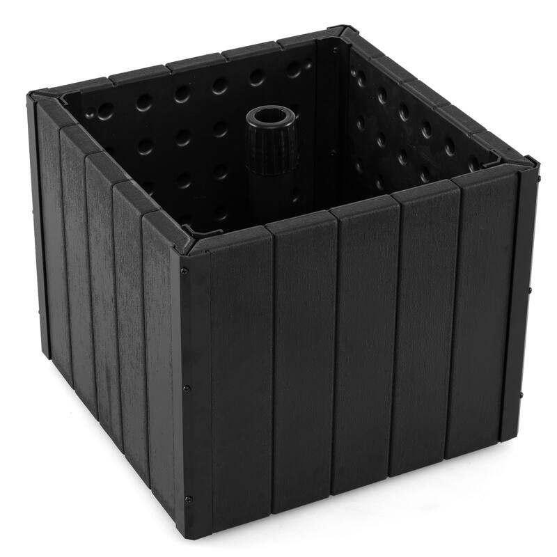 Gymax 2-in-1 Outdoor Umbrella Base Planter w/Flower Box 4 Rolling - Black
