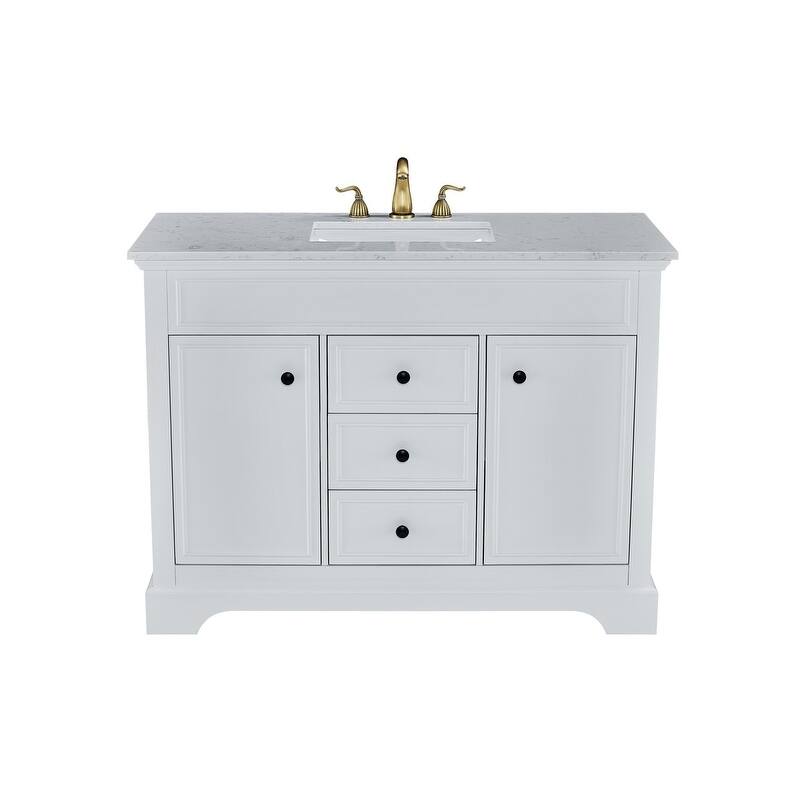 Naeb 48 in. W x 22 in. D x 36 in. H Single Sink Bathroom Vanity in White with White Quartz Countertop