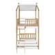 preview thumbnail 5 of 7, Twin Over Twin Bunk Bed Wood Kids Bed with Roof Window and Ladder Kids Furniture House Bed, Natural