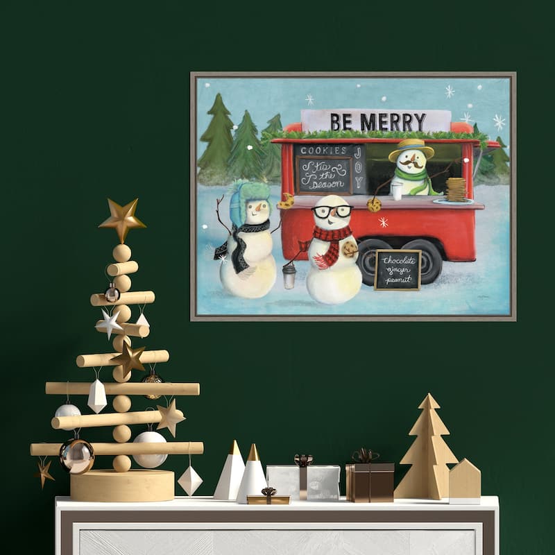 Christmas on wheels III by Mary Urban Framed Canvas Wall Art