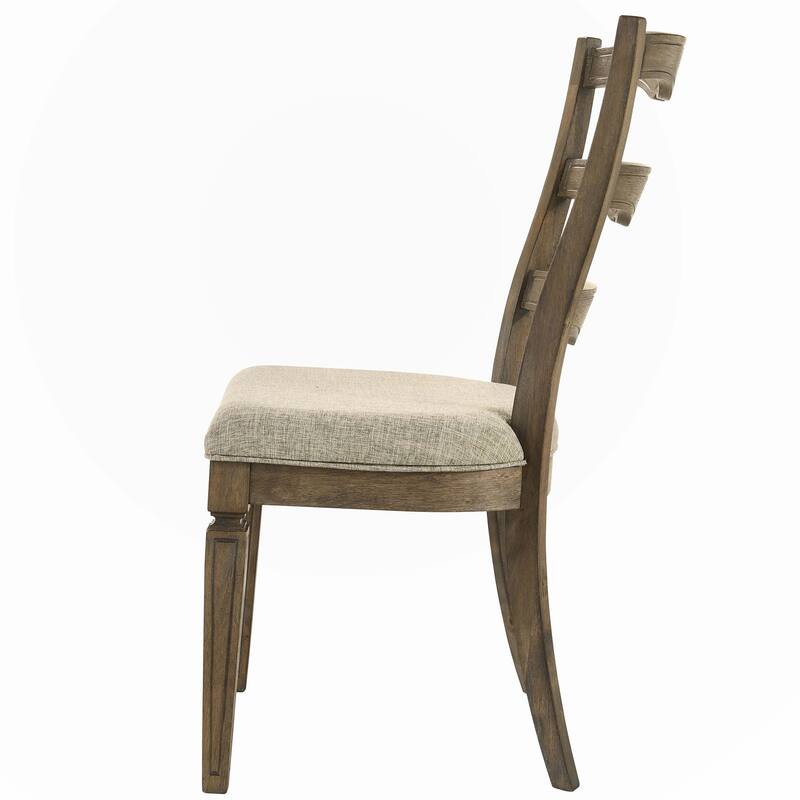 Beige and Weathered Oak Side Chair(Set of 2)