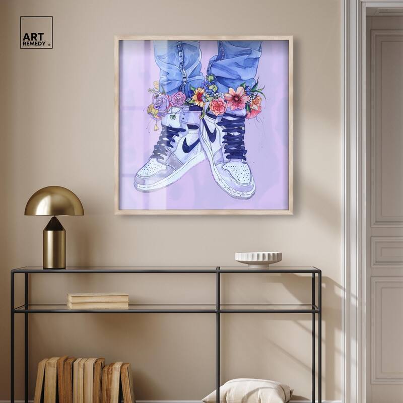 Lilac Floral Bloom Sneakers Shadowbox by Art Remedy