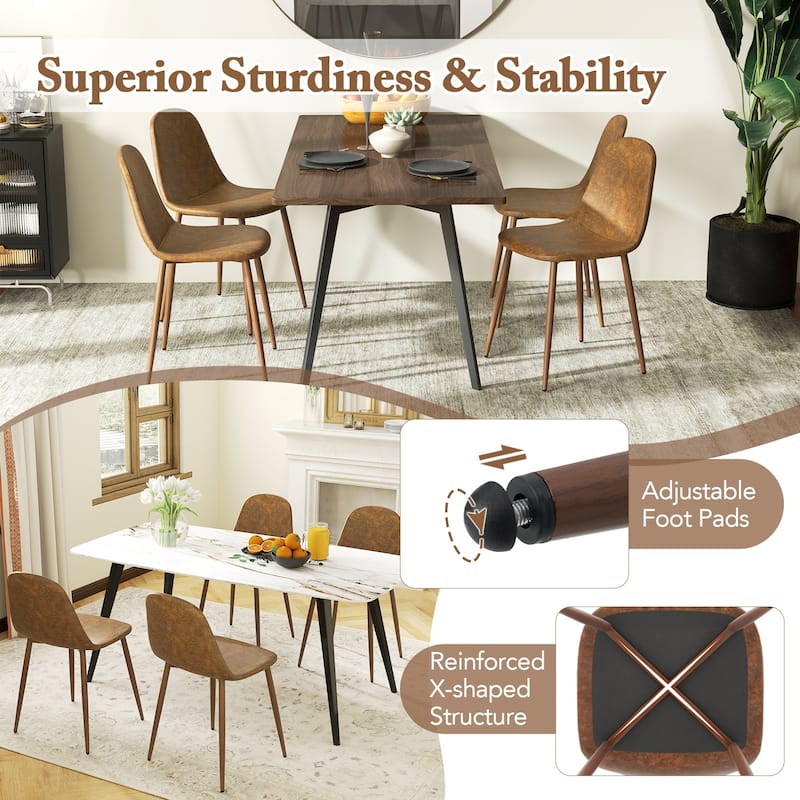 Gymax Dining Chair Set of 4 Faux PU Leather Upholstered Kitchen Chairs