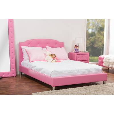 Silver Orchid Bird Pink Leather Contemporary Full Bed