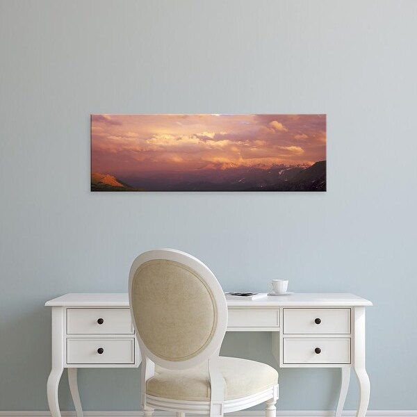 Easy Art Prints Panoramic Image 'Clouds over mountains, Longs Peak, Rocky Mountain National Park, Colorado' Canvas Art