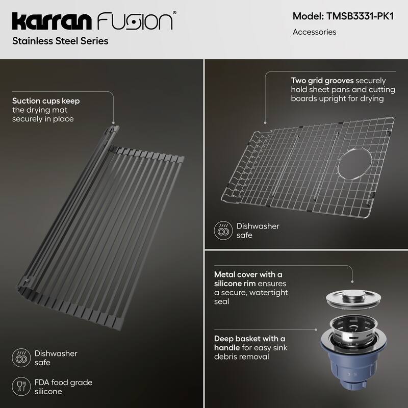 Karran Fusion Top Mount 33-in x 22-in Stainless Steel Extra-Large Single Bowl Kitchen Sink