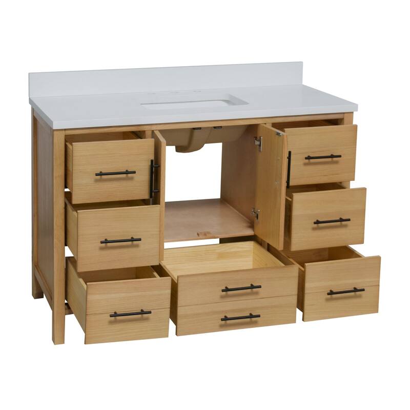 KitchenBathCollection California 48" Bathroom Vanity with Matte White Top