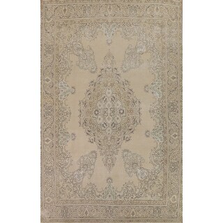 Hand-knotted Distressed Tabriz Persian Rug Vintage Wool Carpet - 9'9