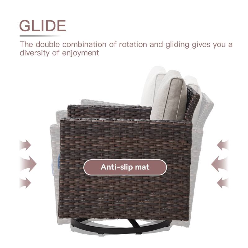 Gymojoy 3 Pieces Outdoor Wicker Swivel Rocker Patio Set