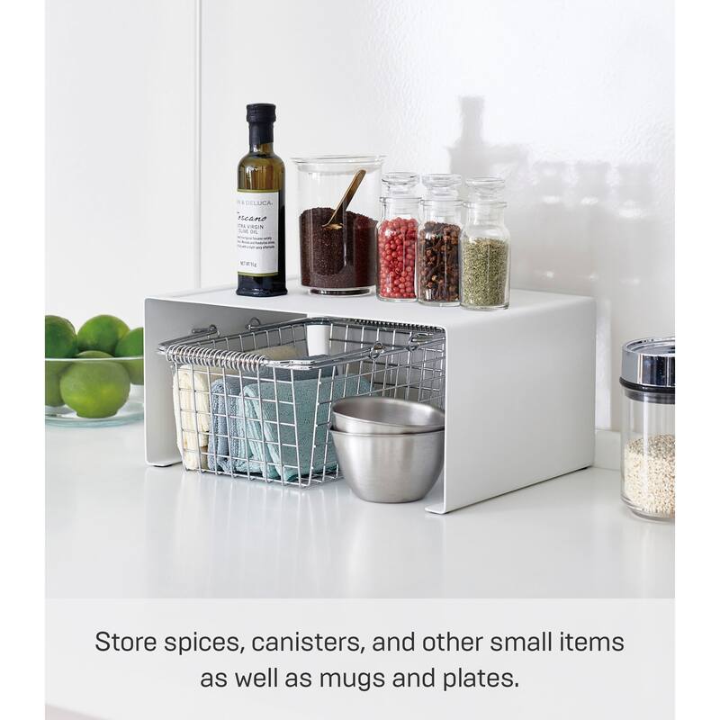 Yamazaki Home Stackable Countertop Shelf - Two Sizes, Steel, Large, Stack up to two, Holds 11 lbs