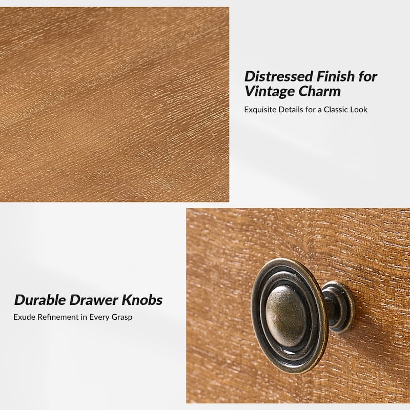 HULALA HOME Eric Traditional 26" Tall Solid Wood End Table with Built-in Charging Station and Extendable Tray