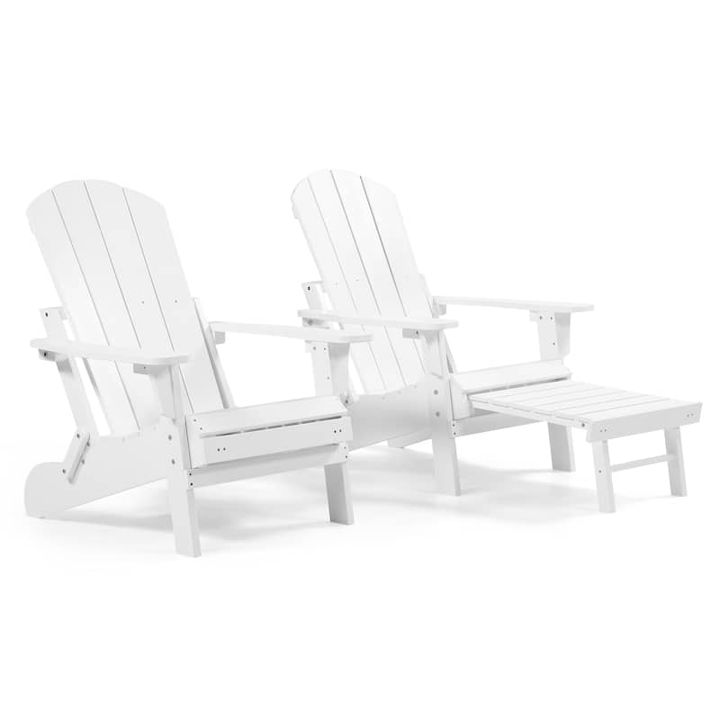 Hurley Folding Poly Adirondack Chair with Pull-out Ottoman (Set of 2)