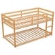 preview thumbnail 19 of 18, Twin over Twin Floor Bunk Bed with Ladder & Guardrails, Wood Bedframe