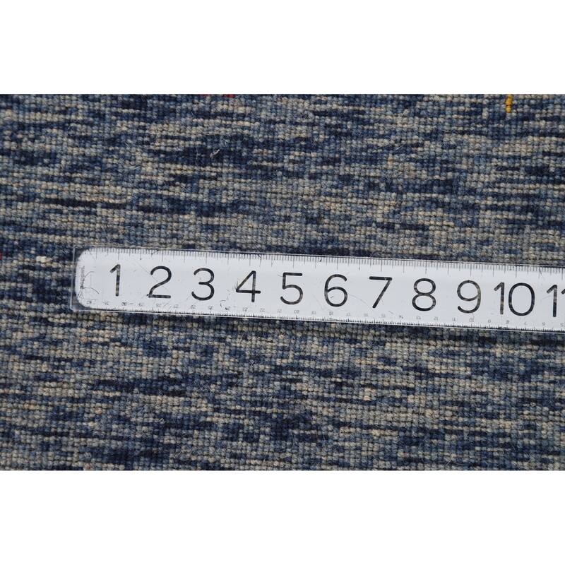 Hand Knotted Oriental 100% Wool Carpet Tribal Stripe Navy Blue & Blues Gabbeh Area Rug - 5' 10'' X 4' 0''