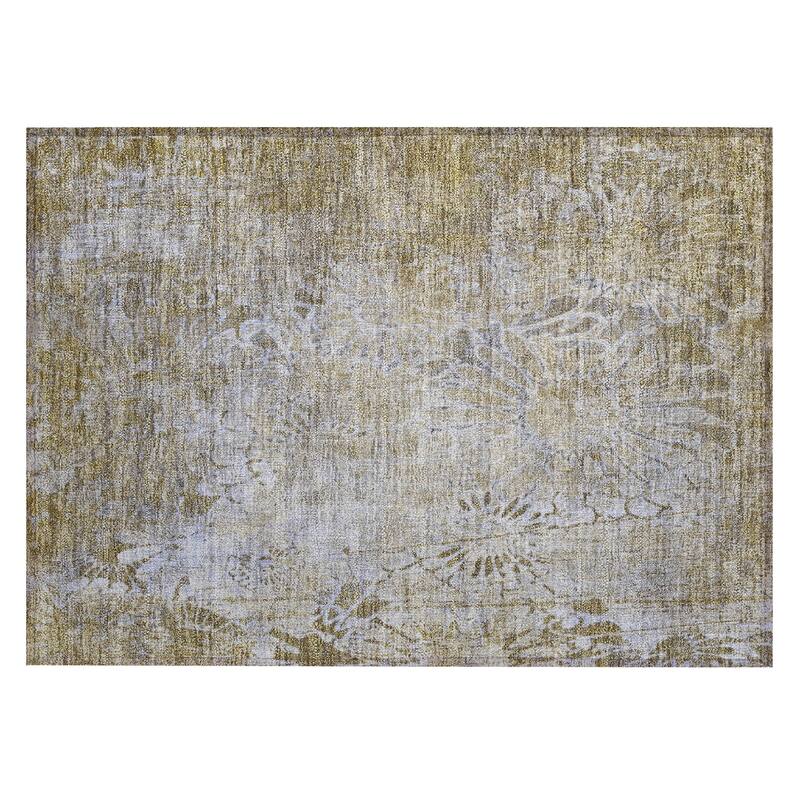 Machine Washable Indoor/ Outdoor Modern Floral Chantille Rug