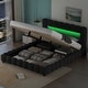 preview thumbnail 2 of 6, Queen Size Platform Bed with LED Headboard and Large Underneath Storage, Upholstered Bed with Support Legs, Grey