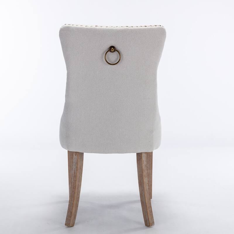 Set of 2 Modern High-End Tufted Solid Wood Upholstered Dining Chair with Nailhead Trim