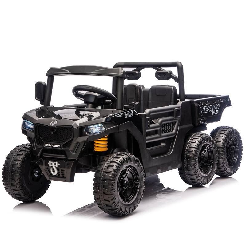 Black Kids Ride-On Truck with Remote Control, Children's Electric Dump Truck Electric Car with LED Lights