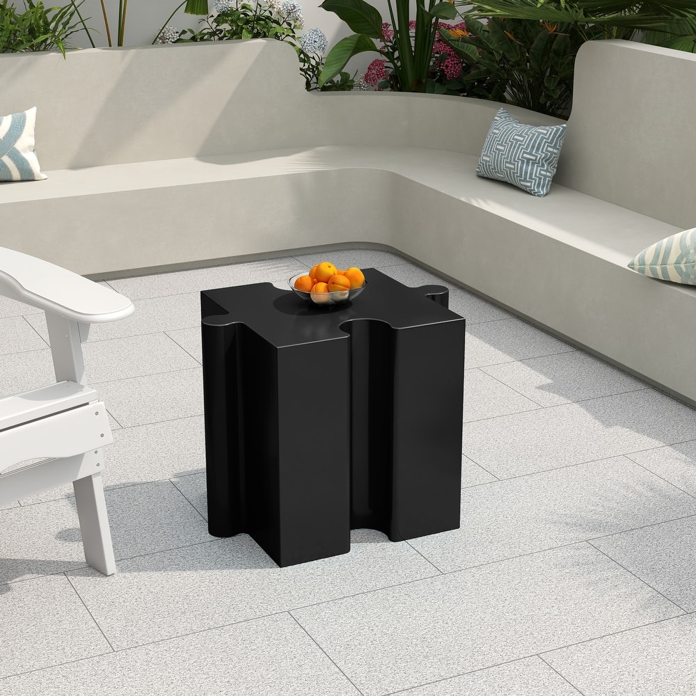 Roomfitters Puzzle Art Side Table, Modular Concave MGO Accent Table for Indoor & Outdoor