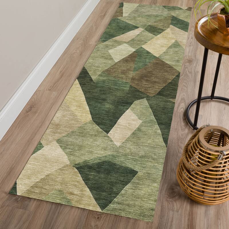 Machine Washable Indoor/ Outdoor Modern Queby Chantille Rug