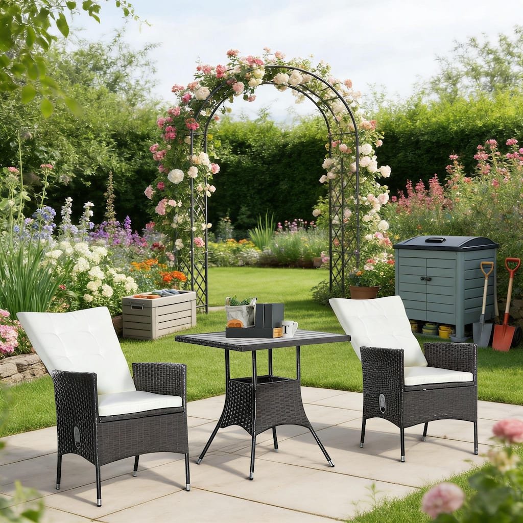 GDFStudio Outdoor Elowen PE Rattan 3-Piece Bistro Set